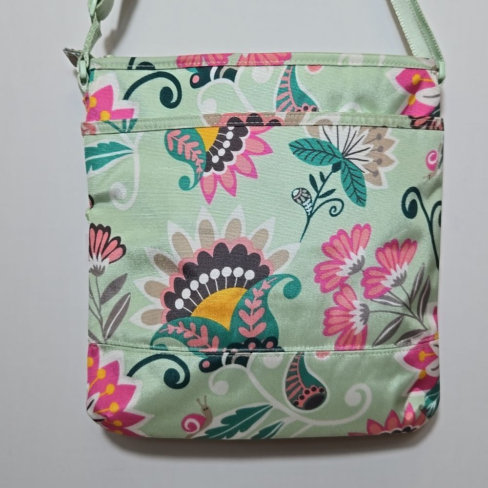Vera Bradley Lighten Up Slim Crossbody Purse Mint Flowers Floral NWT - Picture 12 of 16